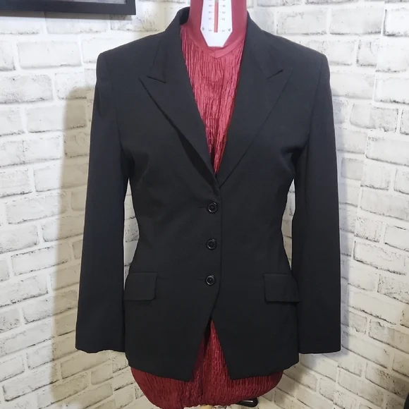Norma Kamali SZ 10 Black 3 Button Lined Blazer - Picture 1 of 12
